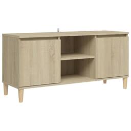 Berkfield Home TV Cabinet with Solid Wood Legs Sonoma Oak 103.5x35x50 cm in Brown - thumbnail 1
