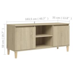 Berkfield Home TV Cabinet with Solid Wood Legs Sonoma Oak 103.5x35x50 cm in Brown - thumbnail 8