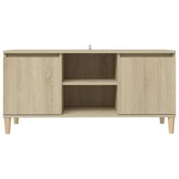 Berkfield Home TV Cabinet with Solid Wood Legs Sonoma Oak 103.5x35x50 cm in Brown - thumbnail 5