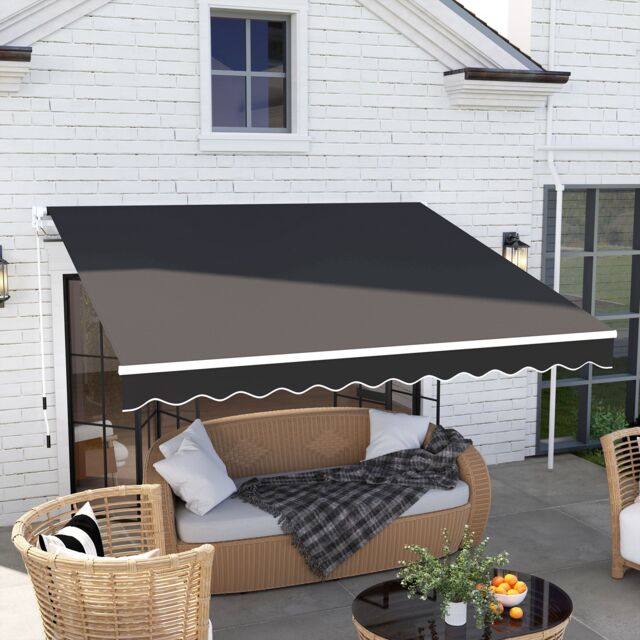 OUTSUNNY 2.95 x 2.5m Canopy Sun Shade Shelter with Crank Handle, Black - image 1