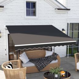 OUTSUNNY 2.95 x 2.5m Canopy Sun Shade Shelter with Crank Handle, Black - thumbnail 1