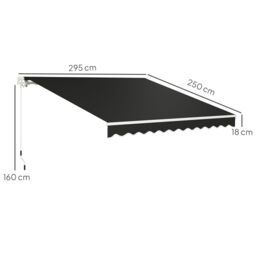OUTSUNNY 2.95 x 2.5m Canopy Sun Shade Shelter with Crank Handle, Black - thumbnail 3