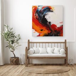 "Warren Reed - Designer Fiery Waves: Abstract Motion Canvas - Size: W30"" x H30""" - thumbnail 1