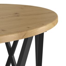 Berkfield Home Artisan oak MDF, Metal Medium Coffee Table Round Industrial in Brown - thumbnail 8