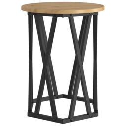 Berkfield Home Artisan oak MDF, Metal Medium Coffee Table Round Industrial in Brown - thumbnail 7