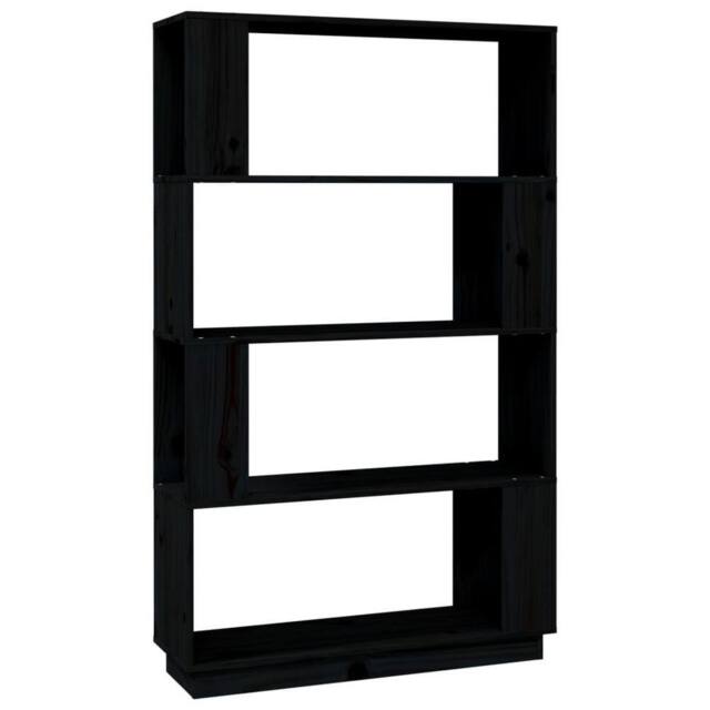 Berkfield Home Book Cabinet/Room Divider Black 80x25x132 cm Solid Wood Pine - Size: 80 x 25 x 132 cm - image 1