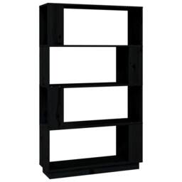Berkfield Home Book Cabinet/Room Divider Black 80x25x132 cm Solid Wood Pine - Size: 80 x 25 x 132 cm - thumbnail 1