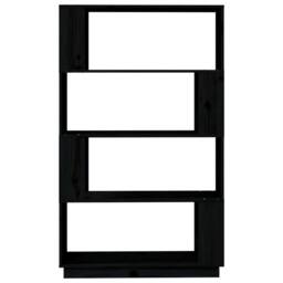 Berkfield Home Book Cabinet/Room Divider Black 80x25x132 cm Solid Wood Pine - Size: 80 x 25 x 132 cm - thumbnail 5