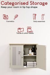 Home Discount Bath Vida Priano 2 Door Mirrored Wall Mounted Cabinet With Shelves Bathroom Storage 470 x 570 x 180 mm in Grey - thumbnail 3