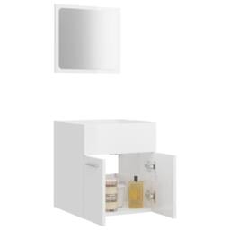 Berkfield Home Durable 2 Piece Bathroom Furniture Set High Gloss White Engineere - thumbnail 4