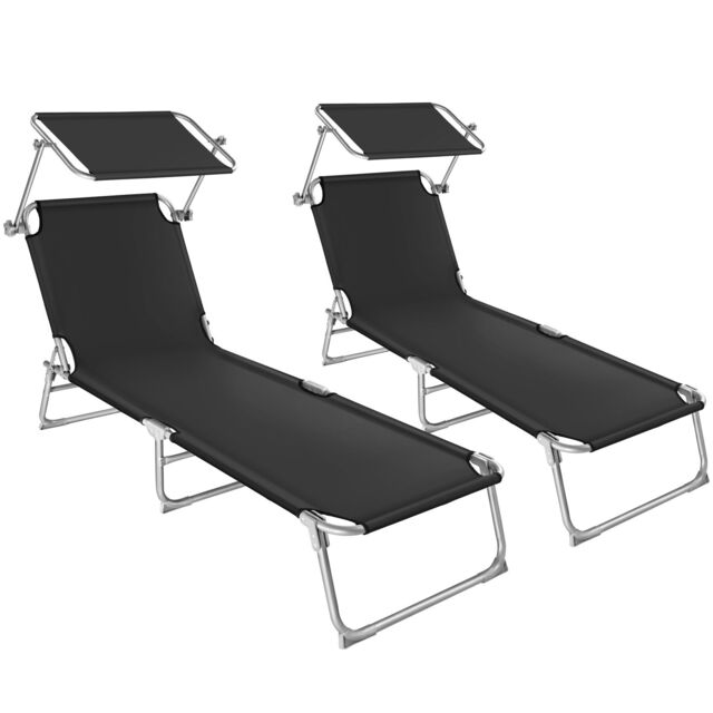 tectake Sun Lounger Set Of 2 in Black - Size: 2 Seater - image 1