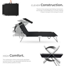 tectake Sun Lounger Set Of 2 in Black - Size: 2 Seater - thumbnail 3