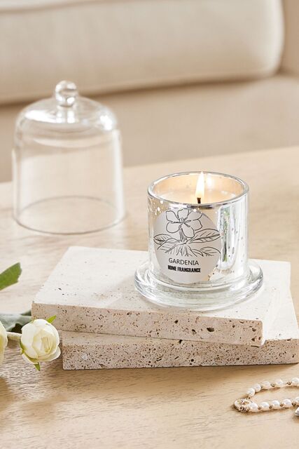 SHEONLY Smokeless Vegetable Wax Scented Candle with Bell Shaped Glass Cup, Gardenia in Silver - image 1