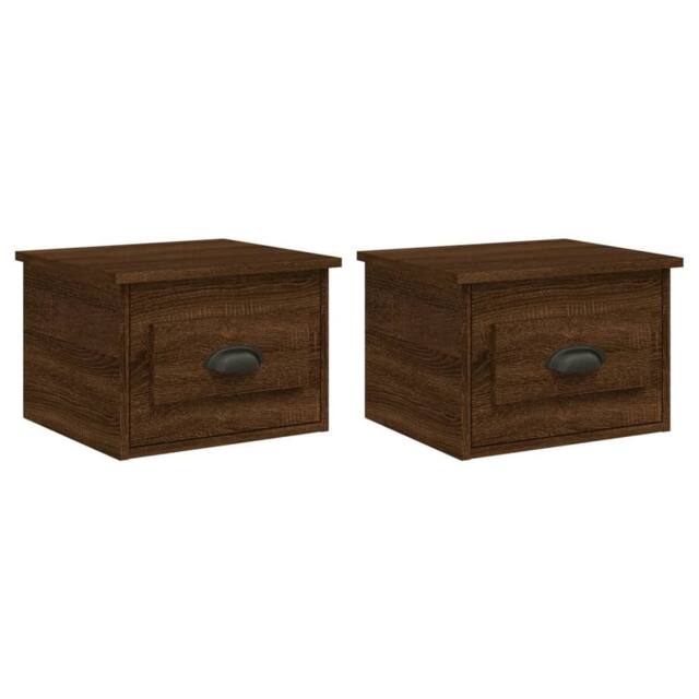 Berkfield Home Wall-mounted Bedside Cabinets 2 pcs Brown Oak 41.5x36x28cm - Size: 41.5x36x28 cm - image 1
