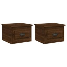 Berkfield Home Wall-mounted Bedside Cabinets 2 pcs Brown Oak 41.5x36x28cm - Size: 41.5x36x28 cm - thumbnail 1