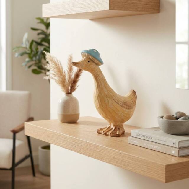 Garden Greatness Standing Wooden Duck Hat Ornament in Light Tan - Size: 1 Pack - image 1
