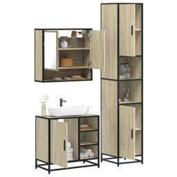 Berkfield Home Durable 3 Piece Bathroom Furniture Set Sonoma Oak Engineered Wood in Tan - thumbnail 2
