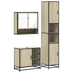 Berkfield Home Durable 3 Piece Bathroom Furniture Set Sonoma Oak Engineered Wood in Tan - thumbnail 3