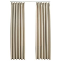 Berkfield Home Blackout Curtains with Hooks 2 pcs Beige 140x225 cm - thumbnail 2