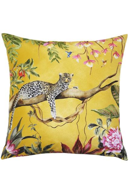 Evans Lichfield Leopard Animal Sqaure Water & UV Resistant Outdoor Cushion in Gold