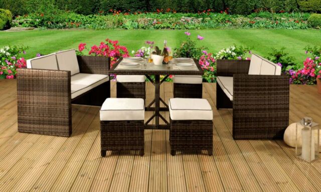 Comfy Living Ltd 7 Piece Rattan Garden Furniture Set in Brown - image 1