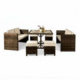 Comfy Living Ltd 7 Piece Rattan Garden Furniture Set in Brown - thumbnail 2