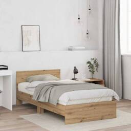 Berkfield Home Classic Bed Frame with Headboard Artisan Oak 100 x 200 cm in Brown - thumbnail 4