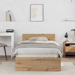 Berkfield Home Classic Bed Frame with Headboard Artisan Oak 100 x 200 cm in Brown - thumbnail 2