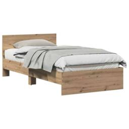 Berkfield Home Classic Bed Frame with Headboard Artisan Oak 100 x 200 cm in Brown - thumbnail 1