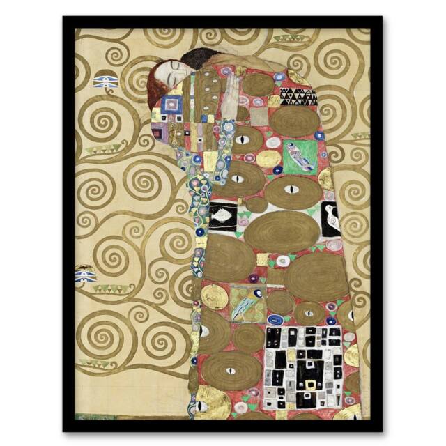 "Artery8 Fulfillment Lovers Embrace Painting Vintage Framed Wall Art Print Klimt in Gold - Size: W12"" x H16""" - image 1