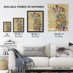"Artery8 Fulfillment Lovers Embrace Painting Vintage Framed Wall Art Print Klimt in Gold - Size: W12"" x H16""" - thumbnail 3