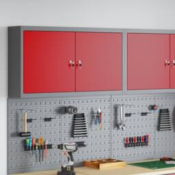 Berkfield Home Tool Cabinet Wall-Mounted Red 100x20x55 cm Steel - Size: 100 x 20 x 55 cm
