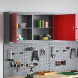 Berkfield Home Tool Cabinet Wall-Mounted Red 100x20x55 cm Steel - Size: 100 x 20 x 55 cm - thumbnail 4