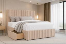 "Nexus Mattresses Ltd Verona Plush Divan 2 Drawers Left Side 12""Footboard 54""Headboard in Stone - Size: Super King" - thumbnail 3