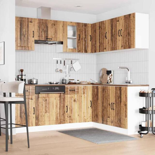 Berkfield Home Elegant 11 Piece Kitchen Cabinet Set Kalmar Old Wood Engineered Wood in Brown - image 1