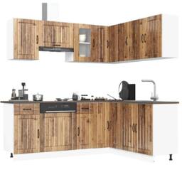 Berkfield Home Elegant 11 Piece Kitchen Cabinet Set Kalmar Old Wood Engineered Wood in Brown - thumbnail 2