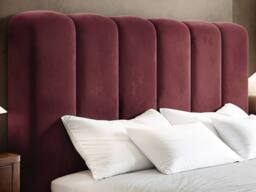 Solace+Co Emilie Ribbed Ottoman Bed Burgundy Velvet - Size: Double - thumbnail 4