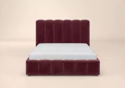 Solace+Co Emilie Ribbed Ottoman Bed Burgundy Velvet - Size: Double - thumbnail 6
