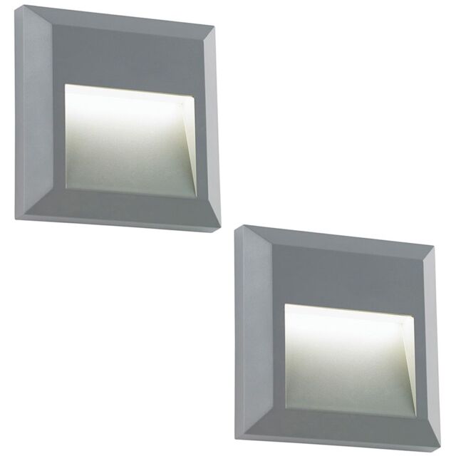 Loops 2 PACK Square IP65 Guide Light - Indirect 1.1W Warm White LED - Gray ABS - image 1