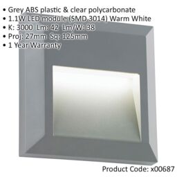 Loops 2 PACK Square IP65 Guide Light - Indirect 1.1W Warm White LED - Gray ABS - thumbnail 2