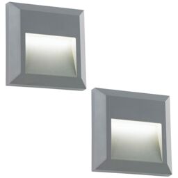 Loops 2 PACK Square IP65 Guide Light - Indirect 1.1W Warm White LED - Gray ABS - thumbnail 1