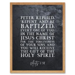 Artery8 Wall Art Print Acts 2:38 Repent & Be Baptized Gift of the Holy Spirit Christian Bible Verse Quote Scripture Typography Art Framed - thumbnail 1