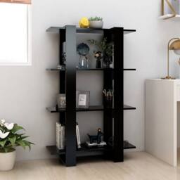 Berkfield Home Book Cabinet/Room Divider Black 80x30x123.5 cm - thumbnail 3