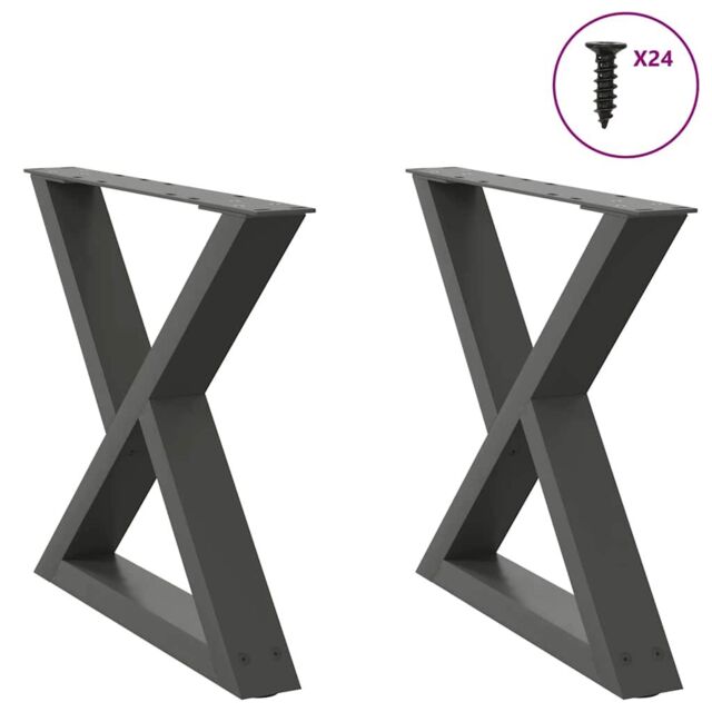 Berkfield Home Coffee Table Legs 2 pcs Anthracite 60x(42-43.3) cm Steel - image 1