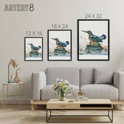 "Artery8 Common Kingfisher Vintage Illustration Bolton Framed Canvas Wall Art - Size: W12"" x H16""" - thumbnail 4