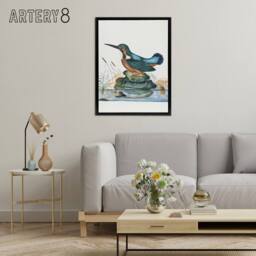 "Artery8 Common Kingfisher Vintage Illustration Bolton Framed Canvas Wall Art - Size: W12"" x H16""" - thumbnail 3