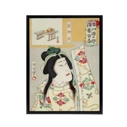"Artery8 Shizuka Gozen Theatre Portrait Framed Canvas Wall Art Print Kunichika in Orange - Size: W12"" x H16""" - thumbnail 1