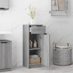 Berkfield Home Bathroom Cabinet Grey Sonoma 32x34x90 cm Engineered Wood - Size: 32 x 34 x 90 cm - thumbnail 3
