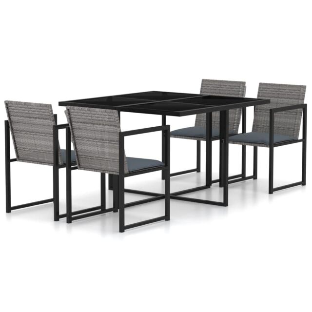 Berkfield Home 5 Piece Outdoor Dining Set with Cushions Poly Rattan Grey - image 1