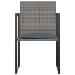 Berkfield Home 5 Piece Outdoor Dining Set with Cushions Poly Rattan Grey - thumbnail 4